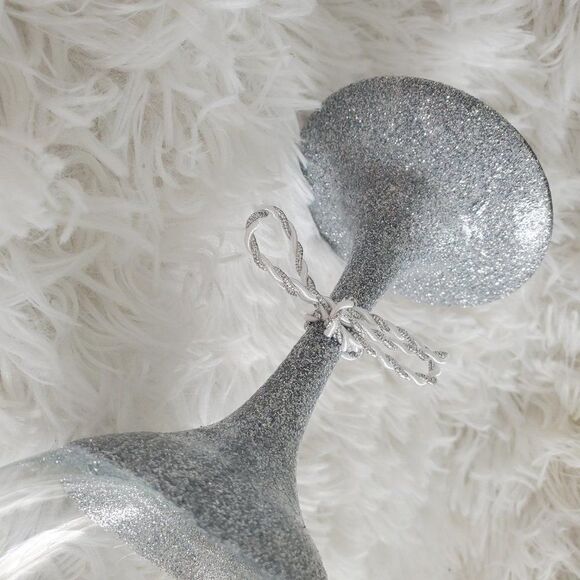 Cheers To The New Year, New Year's Silver Glittered Stemmed Wine Glass - Picture 3 of 10